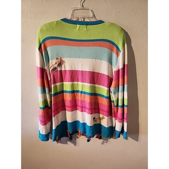 Just B Bright Womens Cardigan Sweater XL Sequin Sunglasses Embroidered Summer - Picture 7 of 8